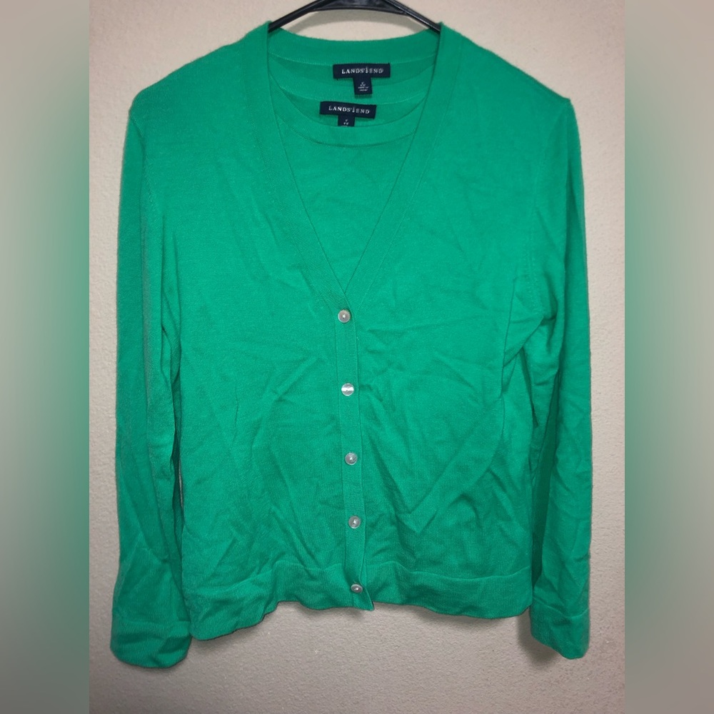 Green Sweater Tank Top and Green Knit Cardigan